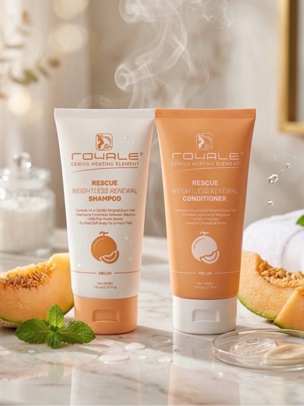 Royale Rescue Weightless Renewal Melon Shampoo & Conditioner - Retail $150